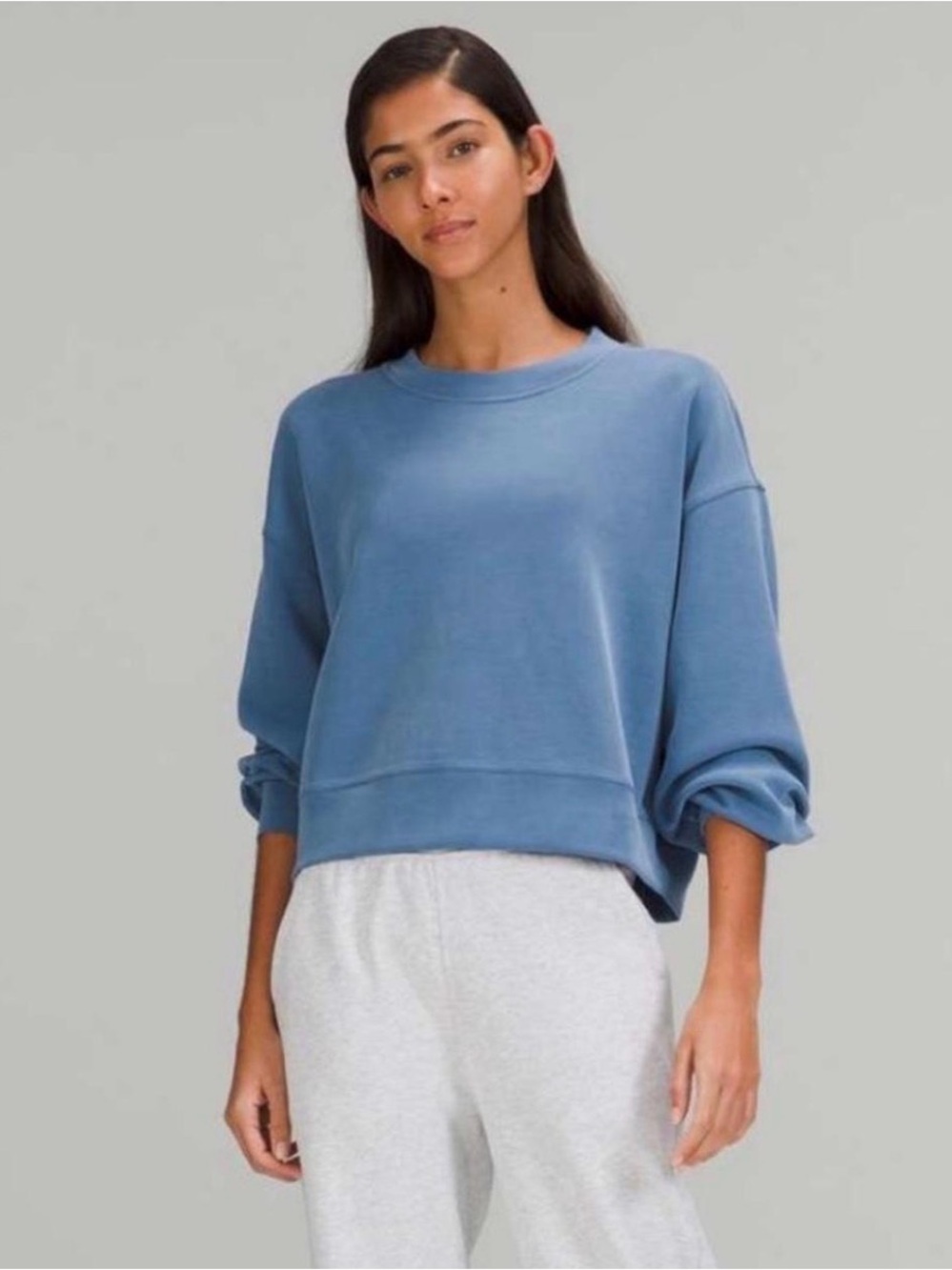 lululemon Softstream relaxed crop  Blue Crewneck Sweatshirt